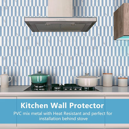 Vamos Peel and Stick Backsplash Seamless Tile for Kitchen and Bathroom,White and Beige Slate PVC Mixed Light Gold Self Adhesive Fish Scale Metal Mosaic Tiles (10 Sheets)