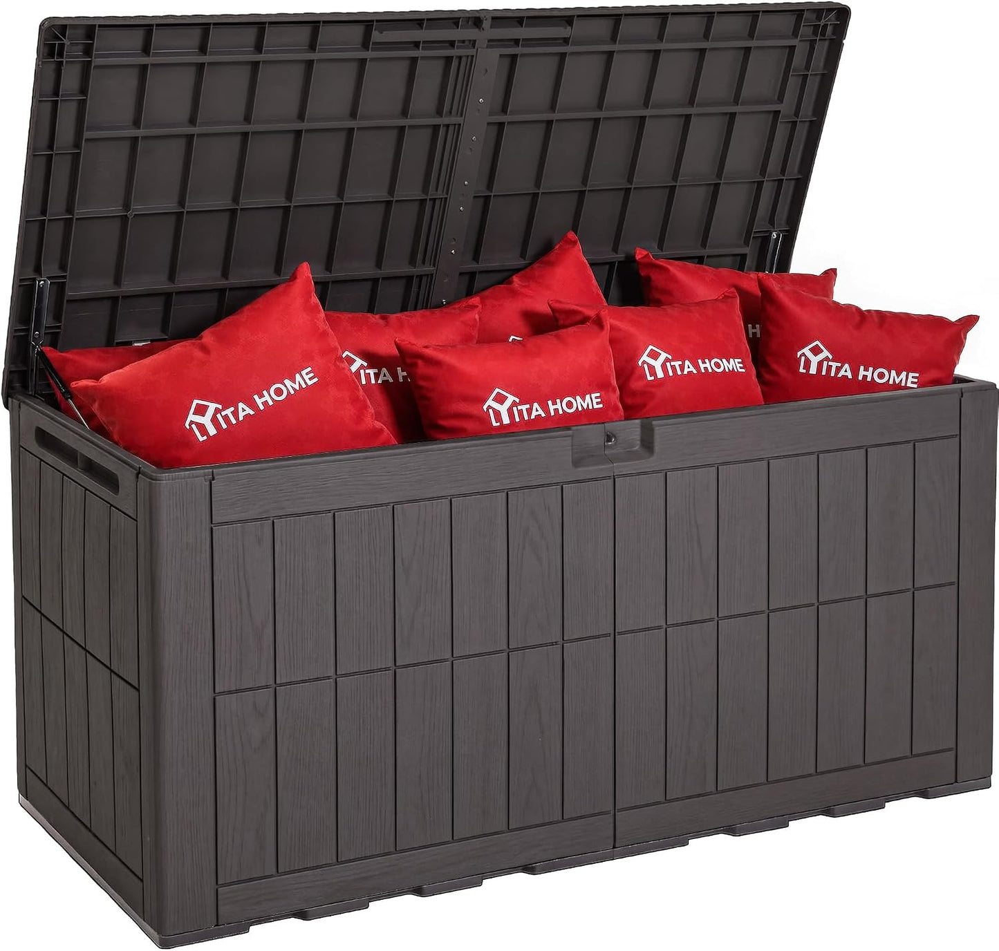 YITAHOME 35 Gallon Outdoor Storage Box | Waterproof Resin Deck Box and Package Delivery with Lockable Lid for Patio Furniture Cushions, Pool Accessories, Garden