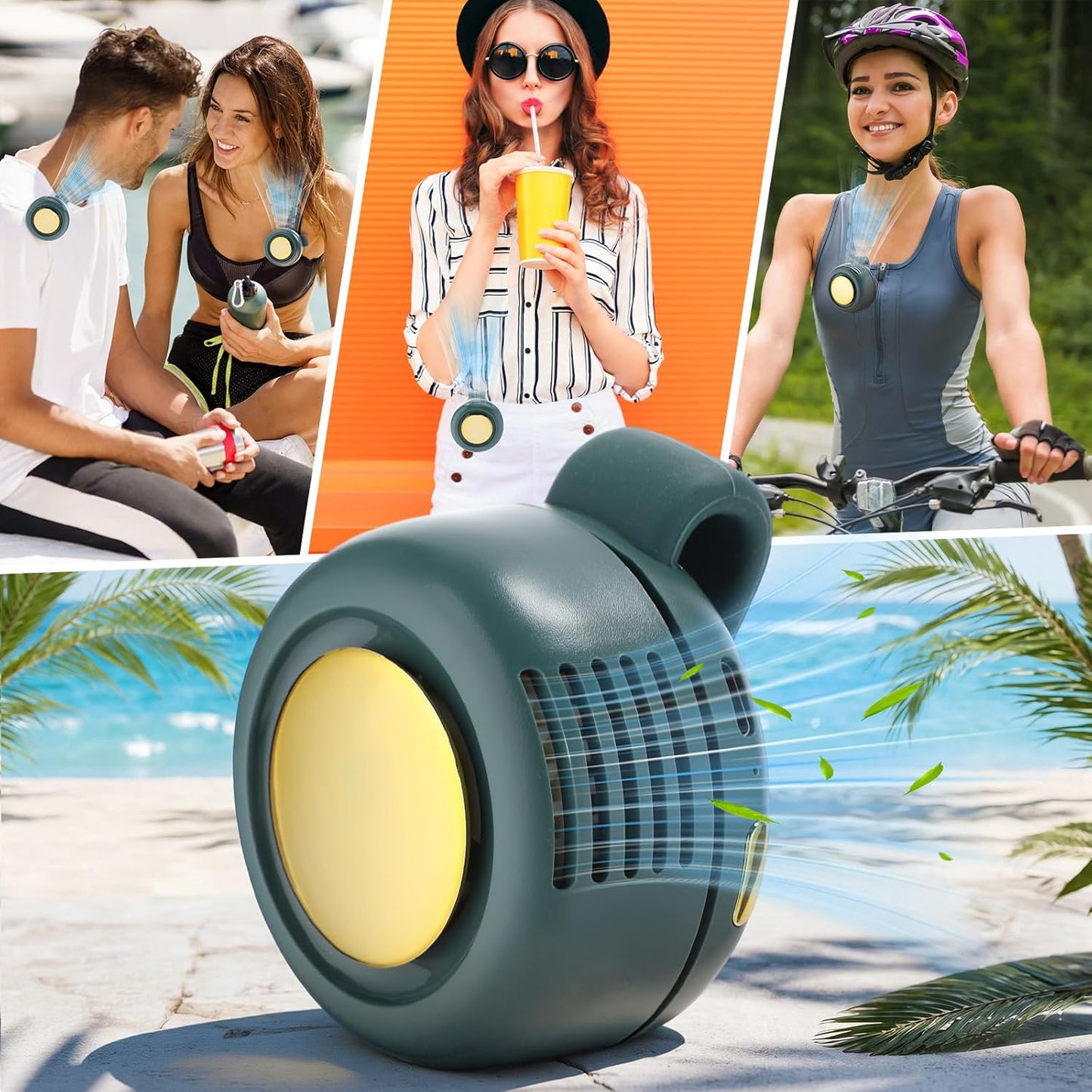 4 Pack 360° Portable Silent Mini Bladeless Electric Fan, Small Fan Clip on for Shirt & Waist, 3 Speeds Rechargeable Whirlwind Cooling Fans for Outdoor Travel Office(Pink)