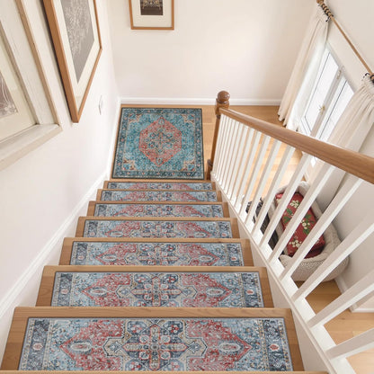 OJIA Stair Treads Non Slip for Wooden Steps Indoor 15PCS Carpet Stair Treads, Rubber Backing Stair Carpet Treads, Residue Free 8"x30" Staircase Step Treads Edging Stair Rugs for Kids & Pets, Gray