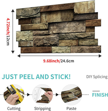 36 Sheets of Self Adhesive Marble Tile Wall Tiles Vinyl Sticker | 9.68 x 4.72in Water Resistant, Easy to Stick and Peel off, Suitable for DIY Decoration on Ceilings and Walls (Black)