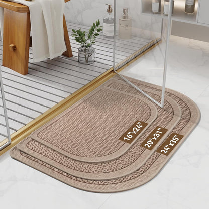 YDKGL Ultra Thin Bathroom Rugs Mat Quick Dry Absorbent Non Slip Bath Mat Bath Mats for Bathtub Mat Bathroom Carpet Fit Under Door Washable Floor Rubber Half Round Bath Rugs Grey 16x24