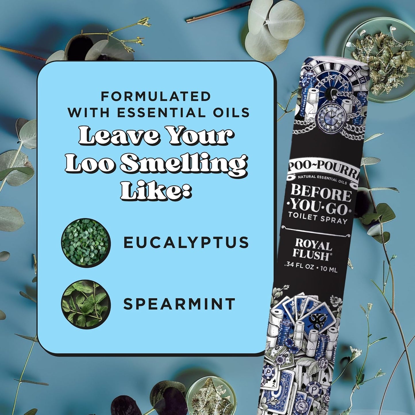 Poo-Pourri Before-You-Go Pocket Toilet Spray, Travel Essentials, Royal Flush, 1 Fl Oz, Up to 50 Uses, On-The-Go Bathroom Odor Deodorizer with Essential Oils, TSA Approved Size, Eucalyptus & Spearmint