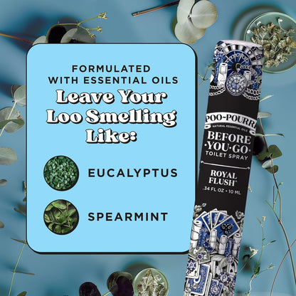 Poo-Pourri Before-You-Go Pocket Toilet Spray, Travel Essentials, Royal Flush, 1 Fl Oz, Up to 50 Uses, On-The-Go Bathroom Odor Deodorizer with Essential Oils, TSA Approved Size, Eucalyptus & Spearmint