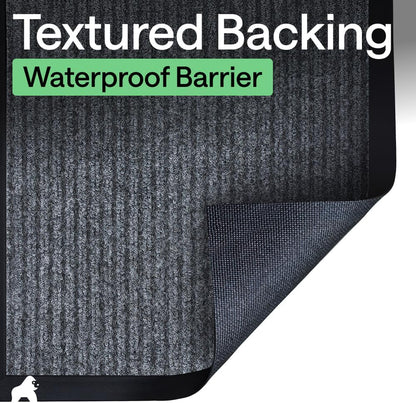 GORILLA GRIP Waterproof Traffic Guard Door Mat, Heavy Duty Entryway Mats, Strong Backing Commercial Utility Rugs for Office Hallway, Garage Floor and Home, Low Profile Carpet Runner, 29x17, Black