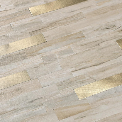 Yipscazo 2026 New Upgrade 11.34" X 11.57" Peel and Stick Backsplash, Stick on Backsplash Tiles for Kitchen, Bathroom, Fireplace (10 Sheets, Beige Rocks + Rose Gold)