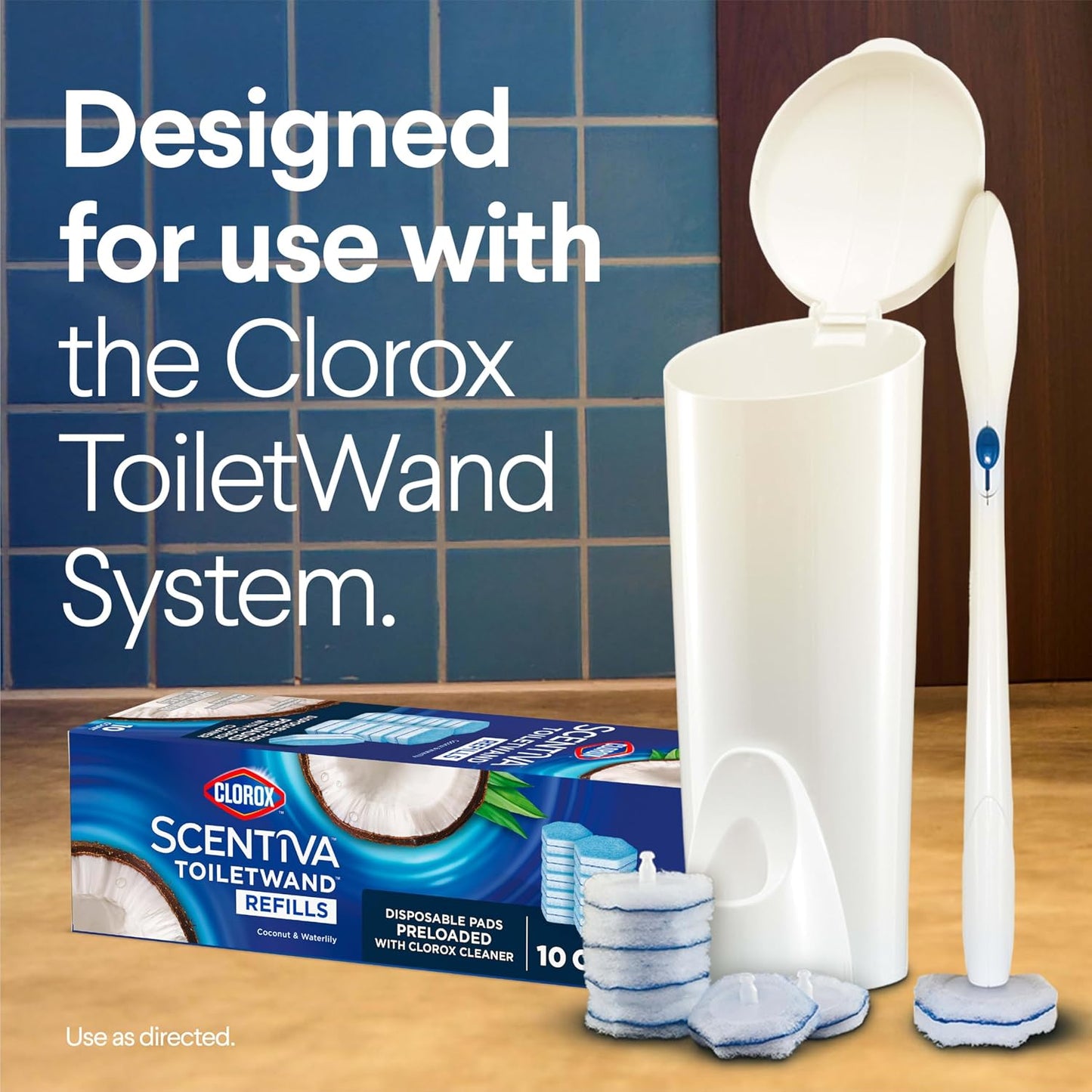 Clorox Scentiva ToiletWand Refills, Coconut and Waterlily, 10 Count