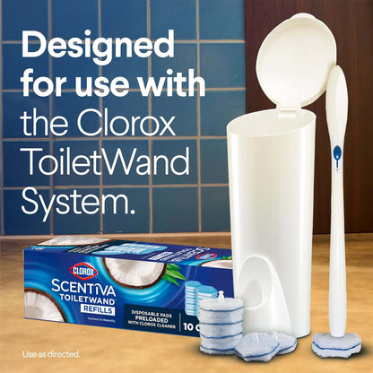Clorox Scentiva ToiletWand Refills, Coconut and Waterlily, 10 Count