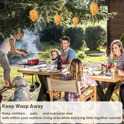 DECYOOL Wasp Nest Decoy, 4 Pack Mini Hanging Outdoor Hornet Deterrent | Brown Water-Repellent Decoys for Outdoor Patio Eaves Hanging, Deterring Hornets and Yellow Jackets, Garden Decor Supplies