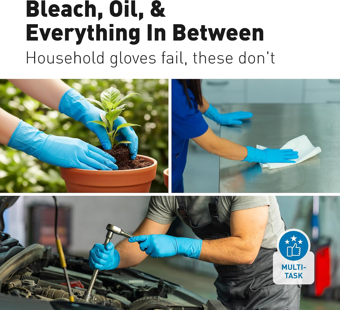Raxwell Disposable Nitrile Gloves - Heavy Duty Cleaning Gloves - Elbow-Length Dishwashing & Kitchen Use - Chemical Resistant
