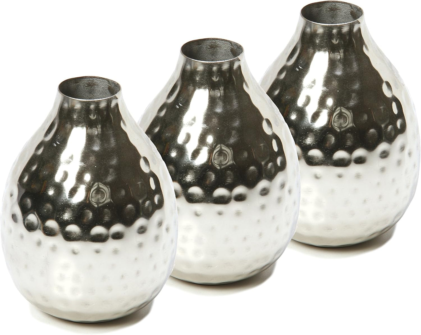 Hosley Small Cream Metal Tote Vase – Set of 4, 4.5" Long Decorative Mini Vases for Dried Floral Arrangements, Coffee Tables, Side Tables & Home Décor Accents