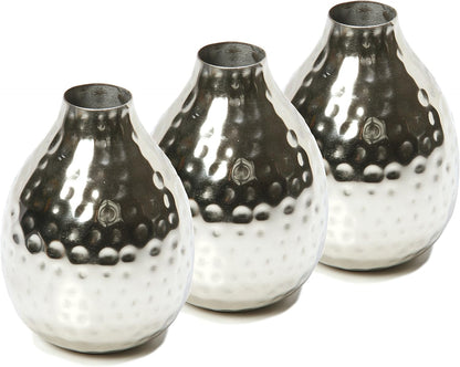 Hosley Small Cream Metal Tote Vase – Set of 4, 4.5" Long Decorative Mini Vases for Dried Floral Arrangements, Coffee Tables, Side Tables & Home Décor Accents