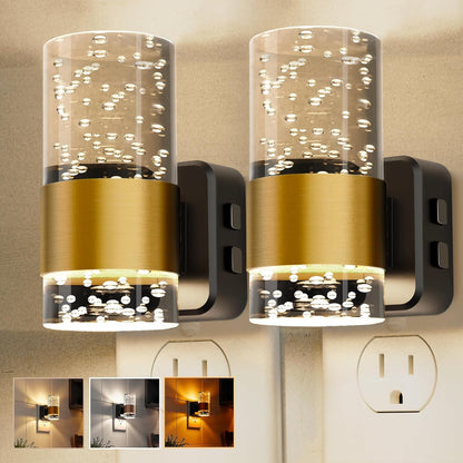 L LOHAS LED Night Light,Dimmable Night Lights Plug into Wall, 2 Pack Acrylic Nightlight with 0-100 LM Adjustable Brightness, 3000K Plug in Night Light with Dusk to Dawn Sensor, for Bathroom Hallway