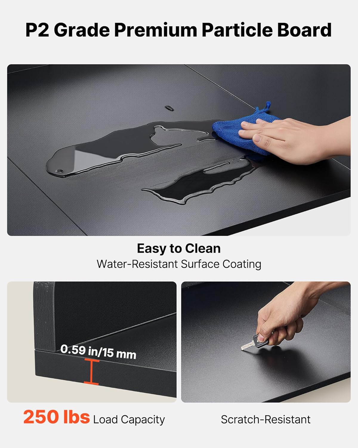 VEVOR Washer Dryer Countertop with 2-Tier Shelf, 54" x 27" Wooden Washer and Dryer Countertop with Anti-Slip Pads, Water-Resistant Laundry Topper Cover for Laundry Room Organization and Storage, Black