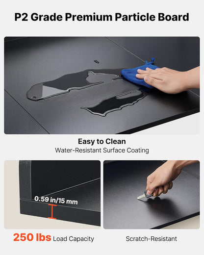 VEVOR Washer Dryer Countertop with 2-Tier Shelf, 54" x 27" Wooden Washer and Dryer Countertop with Anti-Slip Pads, Water-Resistant Laundry Topper Cover for Laundry Room Organization and Storage, Black