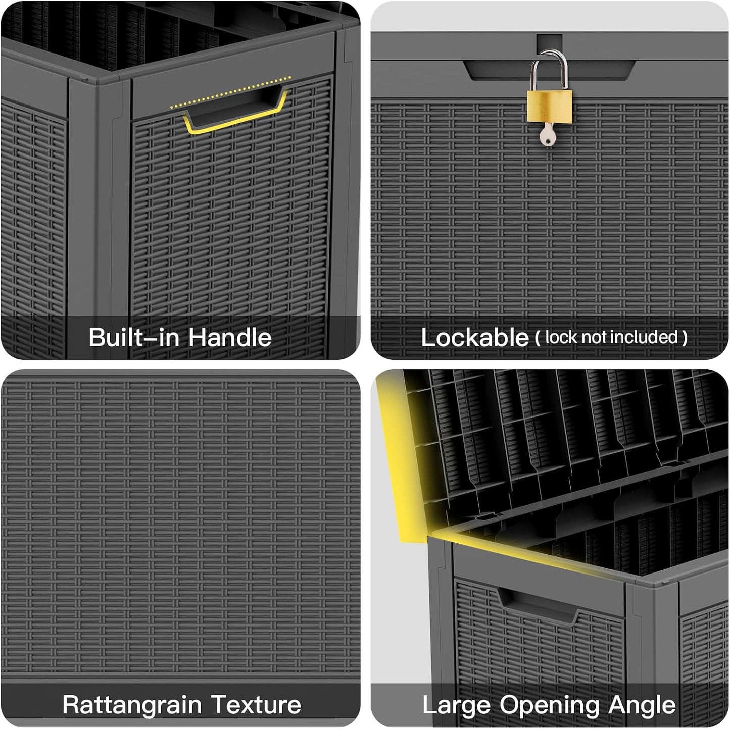 Outdoor Storage Box, 50 Gallon Waterproof Deck Storage Box, Lockable Patio Storage Bins for Package Delivery, Porch, Garden Tool, Cushions, Anti-Theft Weatherproof & UV-Resistant Parcel Drop Box