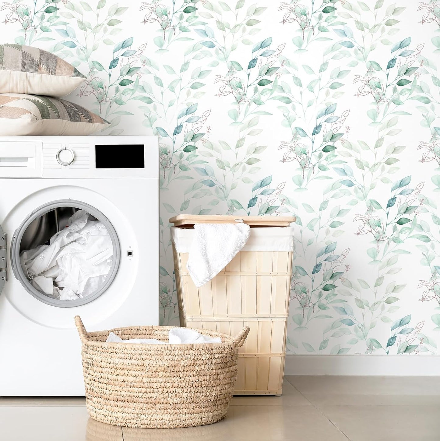 HeloHo Peel and Stick Wallpaper Blue Floral Leaf Wall Paper Self Adhesive Removable Thicken Waterproof Contact Paper for Bathroom Bedroom Living Room Decor Renter Friendly Wallpaper 15.35" X 78.7"