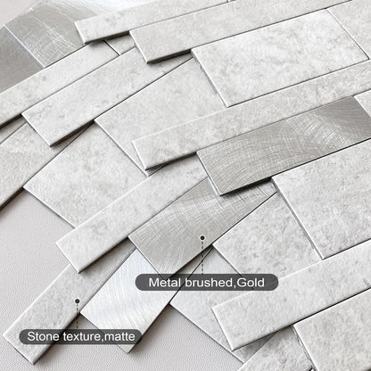 VAOVI Backsplash Tile Peel and Stick Kitchen Stone Subway Linear Mosaic Bathroom Shower Wall Waterproof(10pcs,Gray)