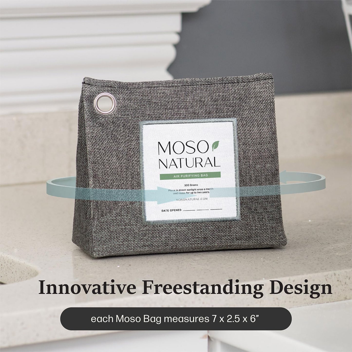 Moso Natural Air Purifying Bag 300g (2 Pack) Premium Charcoal Odor Absorber & Deodorizer for Closets, Bathrooms & Small Spaces — Lasts 2 Years, Pet Odor Eliminator for Home, Unscented Bamboo Charcoal