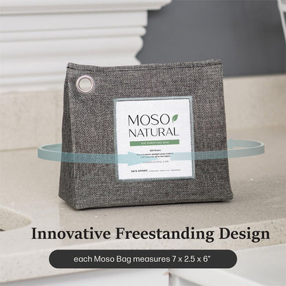 Moso Natural Air Purifying Bag 300g (2 Pack) Premium Charcoal Odor Absorber & Deodorizer for Closets, Bathrooms & Small Spaces — Lasts 2 Years, Pet Odor Eliminator for Home, Unscented Bamboo Charcoal