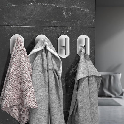 Aikzik Black Adhesive Hooks Heavy Duty-Max 26lb, Wall Hooks for Shower, Bathroom, Towel, Coat, Robe, Stainless Steel Hooks for Hanging, Sticky Hooks for Walls No Damage- 4 Pack