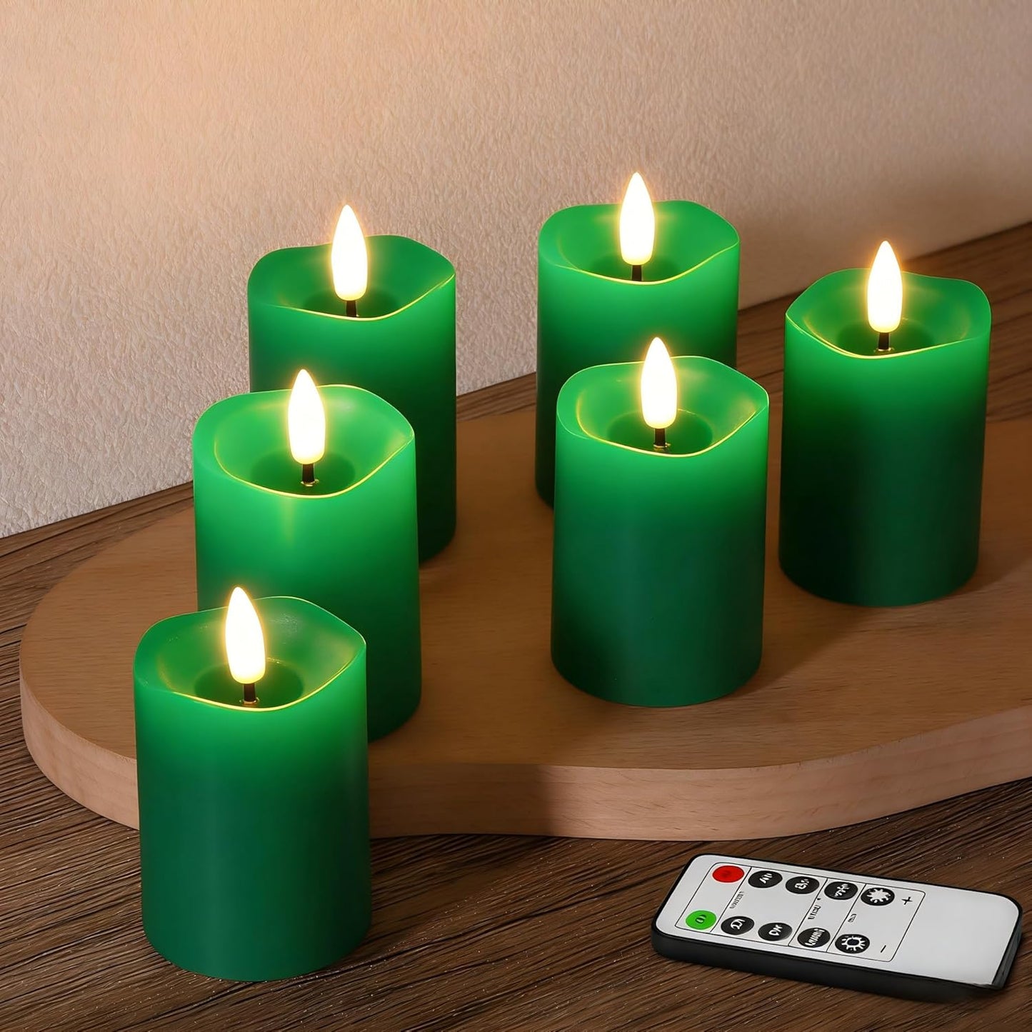 Ivory Flameless Votive Candles with Remote Batteries, Small 2x3 inch LED Wax Pillar Candles Flickering Set of 6