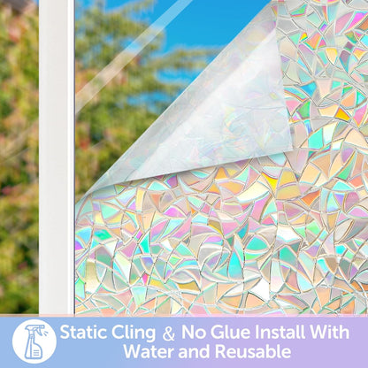 HIDBEA Frosted Window Privacy Film - Non Adhesive Static Cling Glass Stickers Sun UV Blocking Heat Control Door Covering Decals for Home Office, 23.6 x 78.7 Inch