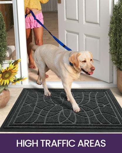 DEXI Front Door Mat Outside Entrance, Heavy Duty Non Slip Low Profile Doormat for Entryway, Trap Dirt and Moisture Welcome Mats, Easy Clean, Patio, Garage, 3x2, Blue