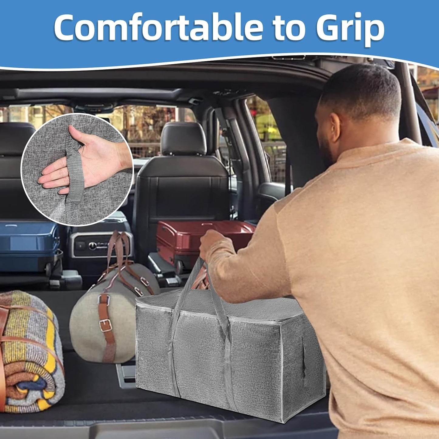 8 Pack-Extra Large Heavy Duty Moving Bags - Waterproof Storage Totes with Handles & Zippers, Foldable for College Dorm, Storage (Clear)