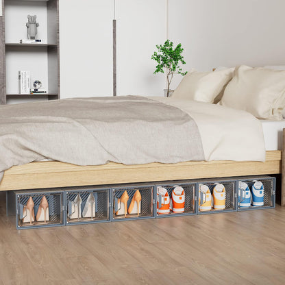 Shoe Storage, 12 Pack X-Large Shoe Organizer for Closet, Shoe Boxes Clear Plastic Stackable Shoe Storage Boxes for Size 13