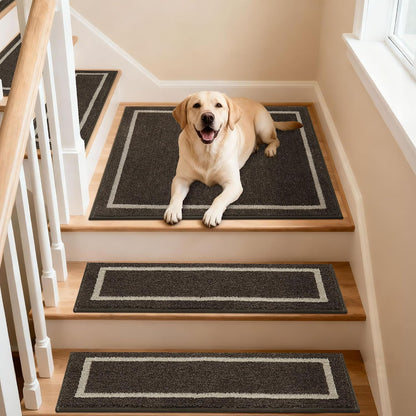COSY HOMEER Soft Stair Treads Non-Slip Carpet Mat 28inX9in Indoor Stair Runners for Wooden Steps, Stair Rugs for Kids and Dogs, 100% Polyester TPE Backing 4pcs, Grey