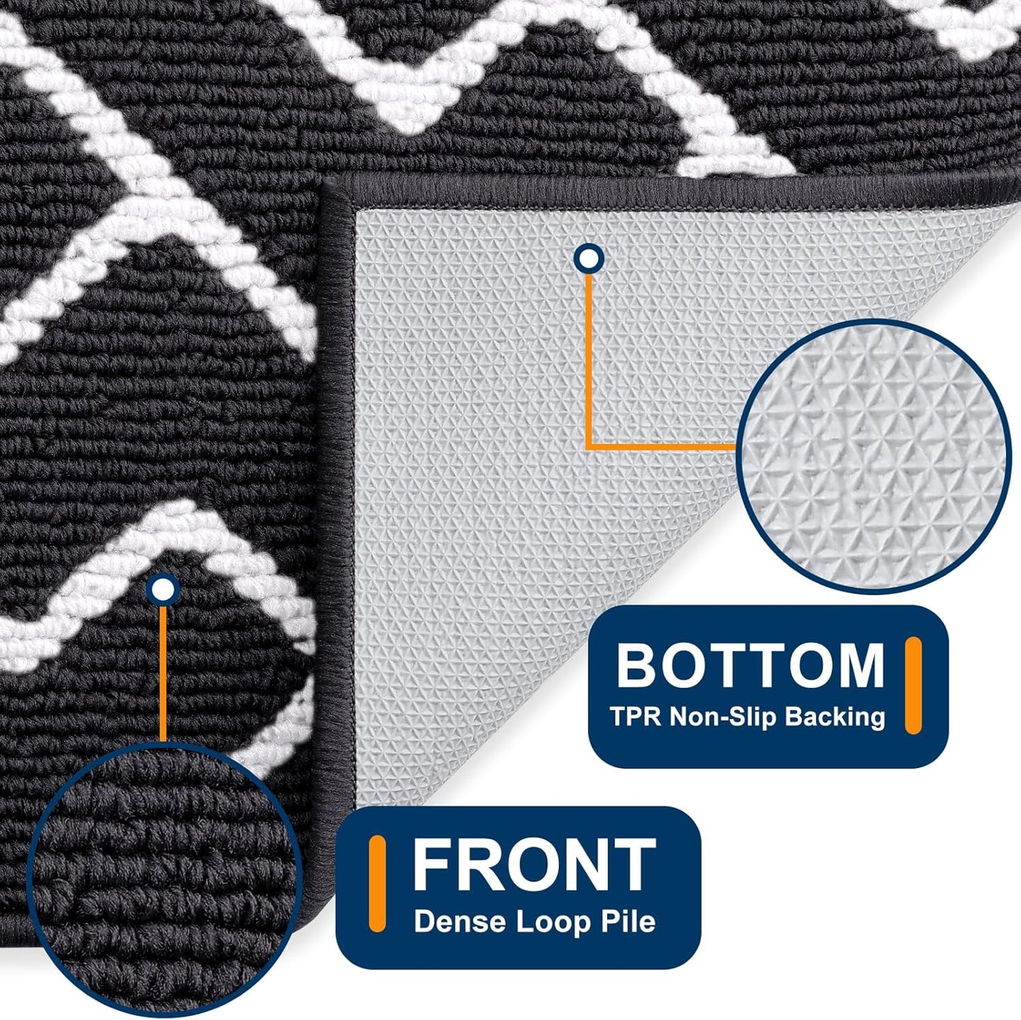 OLANLY Front Door Mat, Non-Slip Rubber Backing, Dirt Resistant and Absorbent, Washable, Easy to Clean Low-Profile Indoor Doormat for Back Door, Entryway, Inside Entrance, 32x20, Grey