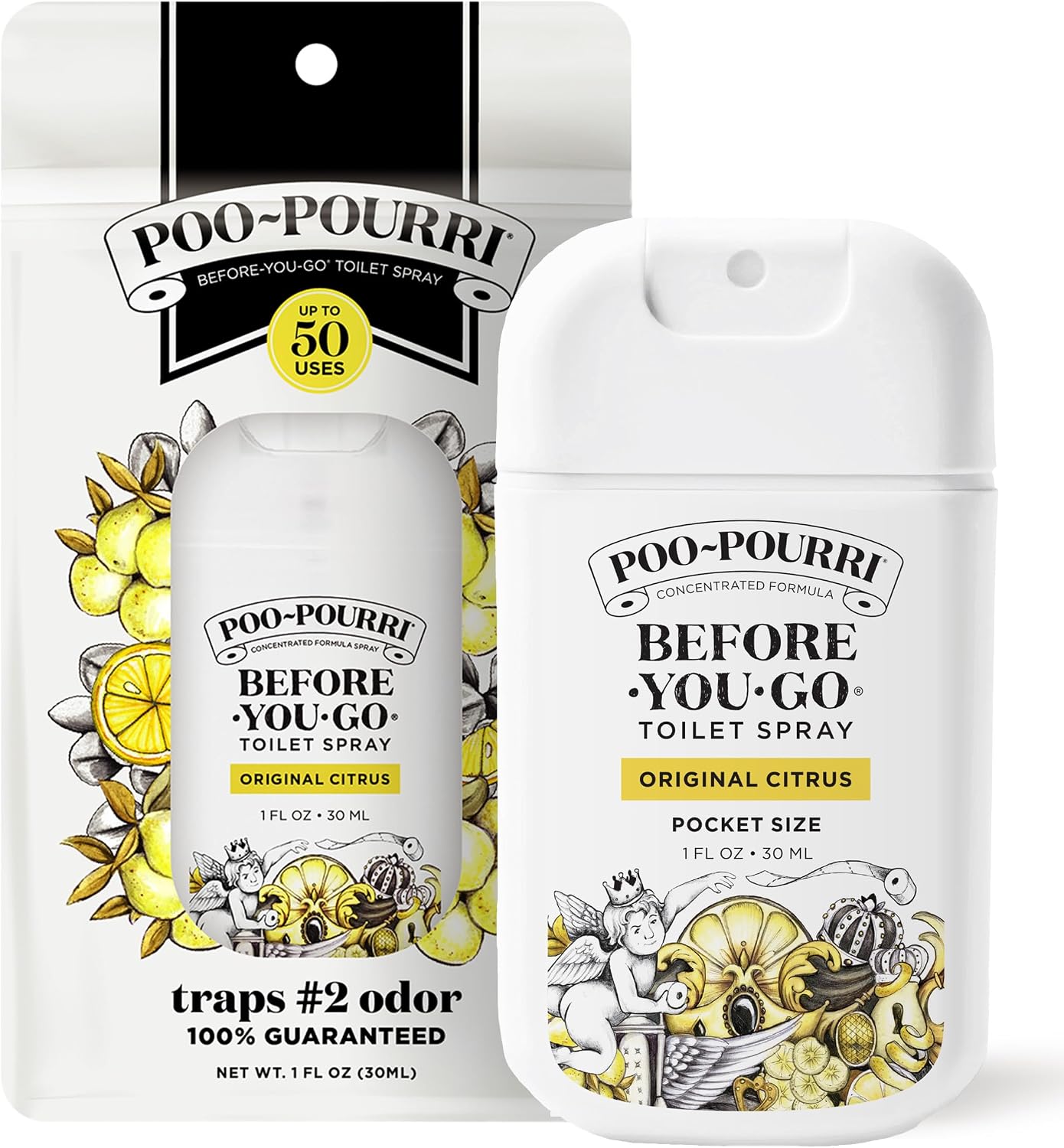 Poo-Pourri Before-You-Go Toilet Spray Refill, Original Citrus, 16 Fl Oz, Up to 800 Uses, Bathroom Odor Deodorizer with Essential Oils for Home or Work, Lemon, Bergamot and Lemongrass Scent