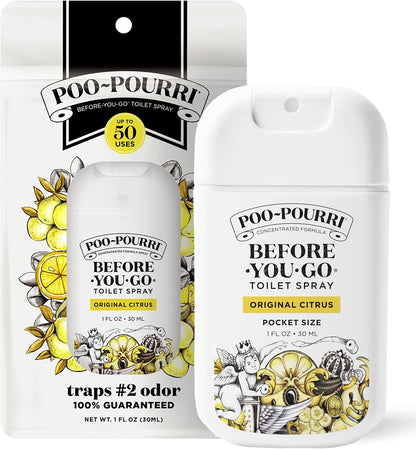 Poo-Pourri Before-You-Go Toilet Spray Refill, Original Citrus, 16 Fl Oz, Up to 800 Uses, Bathroom Odor Deodorizer with Essential Oils for Home or Work, Lemon, Bergamot and Lemongrass Scent