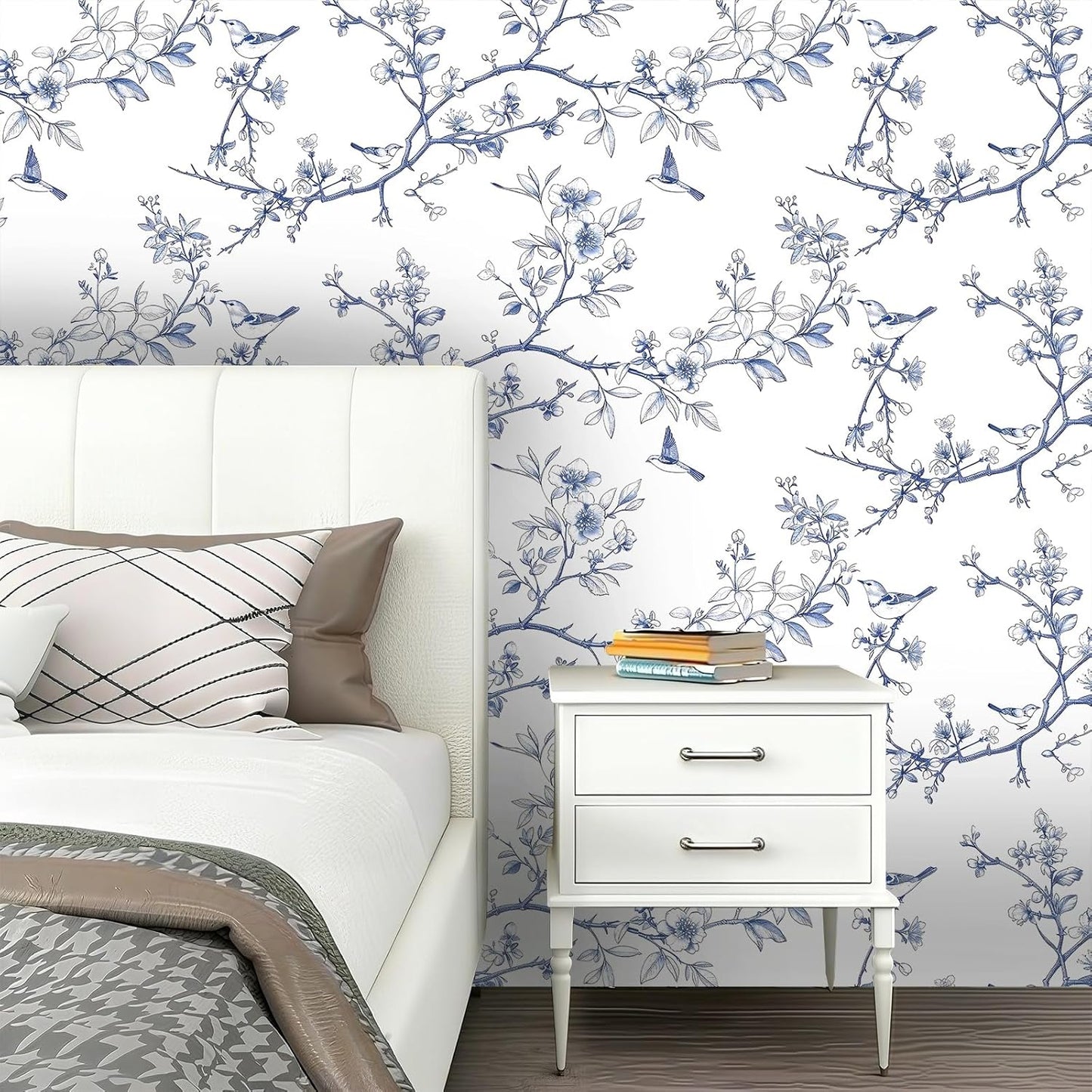 Peel and Stick Wallpaper, Soft Wildflower Botanical Contact Paper, PVC Vinyl Removable Wall Covering, Waterproof Easy-Clean, No Residue Renter Friendly, Neutral Decor, 39.4x17.3 in (Flowers2)