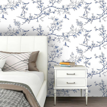 Peel and Stick Wallpaper, Soft Wildflower Botanical Contact Paper, PVC Vinyl Removable Wall Covering, Waterproof Easy-Clean, No Residue Renter Friendly, Neutral Decor, 39.4x17.3 in (Flowers2)