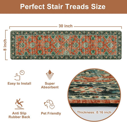OJIA Extra Non-Slip Stair Treads for Wooden Steps 15PCS, 30"X8" Rubber Indoor Stair Runner Slip Resistant Stair Rugs Safety Mats for Dogs, Kids & Elders, Stairway Grip Step Treads, Gray