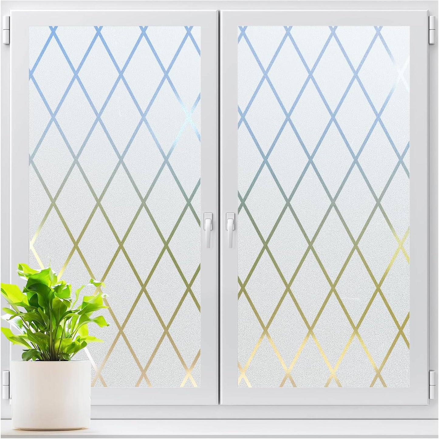 LUTE Window Privacy Film, Frosted Glass Window Film for Bathroom, Static Cling Removable Heat Control Glass Coverings, Non Adhesive Opaque Door Sticker for Home Office (Pure, 17.5" x 78.7")