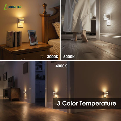 L LOHAS LED Night Light, Bubble Night Lights Plug into Wall,2 Pack 3000K/4000k/5000K Adjustable Color Temperature Night Light,Dimmable Nightlights with Dusk to Dawn Sensor for Rooms Bathroom Hallway