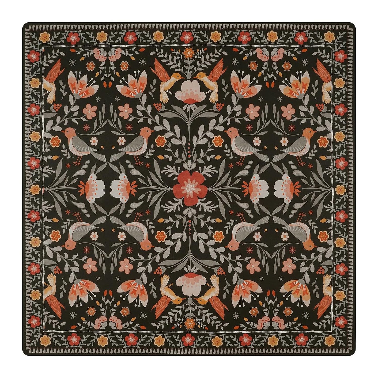 OJIA Floral Stair Treads Non-Slip Stair Runner for Wooden Steps Indoor 15PCS 30"x8" Carpet Stair Treads Stair Mats Staircase Step Treads for Kids, Elders and Dogs, Stair Covers, Black