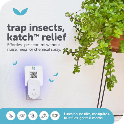 Katchy Flying Insect Trap Indoor – Catcher & Killer for Mosquito, Fruit Fly, Gnat & Small Moth – Non-Zapper with Suction & Blue Light – Ideal for Indoor Spaces, Kitchen & Plants (Original, Black)