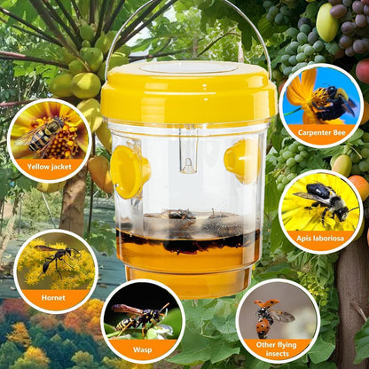 2026 New 3 Pack Wasp Traps Outdoor Hanging with LED Light,Reusable Yellow Jacket Traps with LED Light - Effective Carpenter Bee Catcher & Hornet Traps