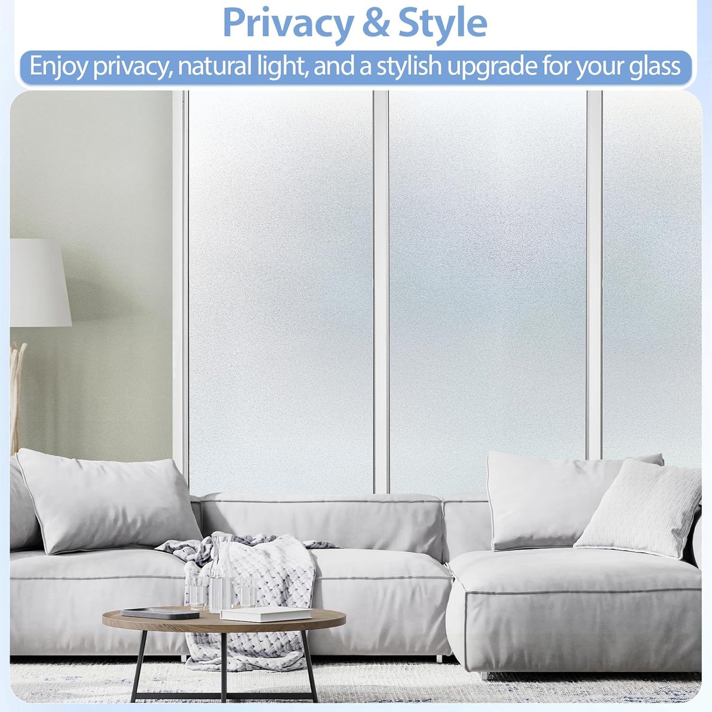 GTJ Frosted Window Privacy Film, Static Cling No Glue Removable Reusable, UV Blocking Glare & Heat Reduction, for Bathroom Glass Door Home Office, 17.5" x 78.7"in