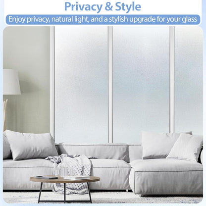 GTJ Frosted Window Privacy Film, Static Cling No Glue Removable Reusable, UV Blocking Glare & Heat Reduction, for Bathroom Glass Door Home Office, 17.5" x 78.7"in