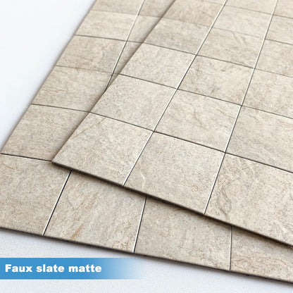 BeNice Kitchen Peel and Stick Tile Backsplash Bathroom Self Adhesive Stone Mosaic Thick Wall Stickers 12"x12"(Blue Rustic,10 Sheets)
