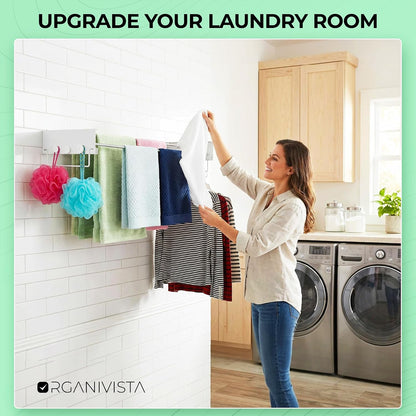 Wall Mount Clothes Drying Rack 28", Heavy Duty Foldable Design, Space Saving Laundry Solution For Small Spaces, Apartments & Homes, Wall Mounted Drying Racks For Laundry, Clothing Rack Wall Mount