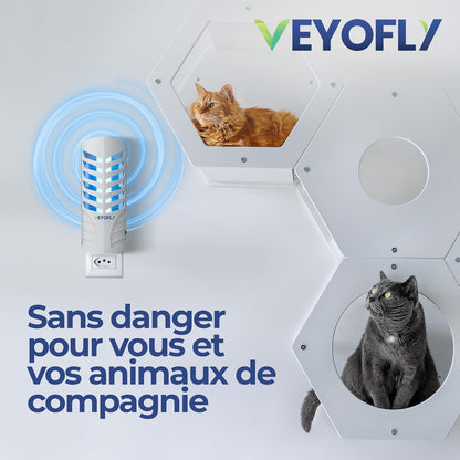 VEYOFLY Fruit Fly Traps for Indoors (2 Device + 6 Refills), Gnat Trap Indoor Plug in, Bug Traps, Flying Insect Trap, Gnat Traps for House Indoor, Fly Trap Indoor for Home Bug Light, Gnats Catcher
