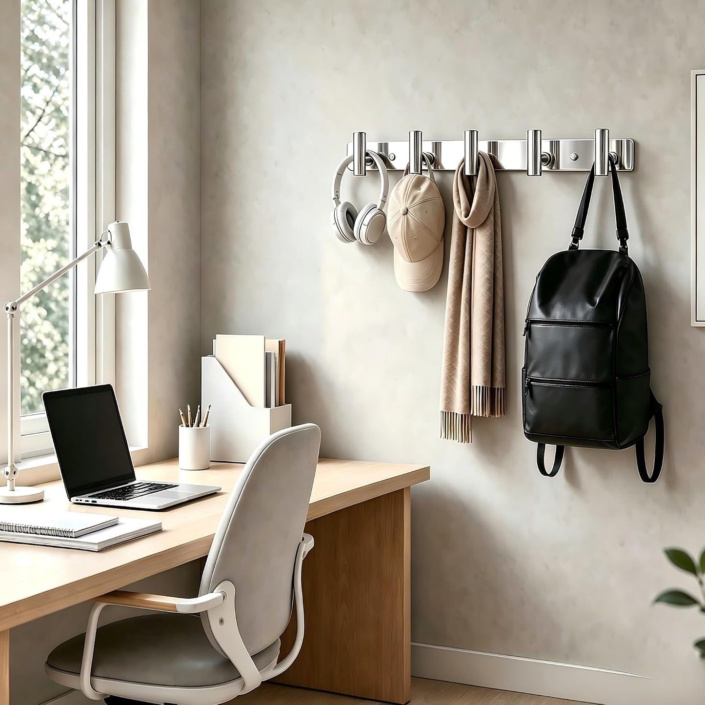 Wall Mounted Coat Rack-3 Hooks, Heavy Duty Stainless Steel Wall Hooks for Towel Coat Bag, Hat Rack Coat Hanger Coat Hooks Towel Racks for Bathroom Entryway Kitchen Office (Silver, 1 Pack)