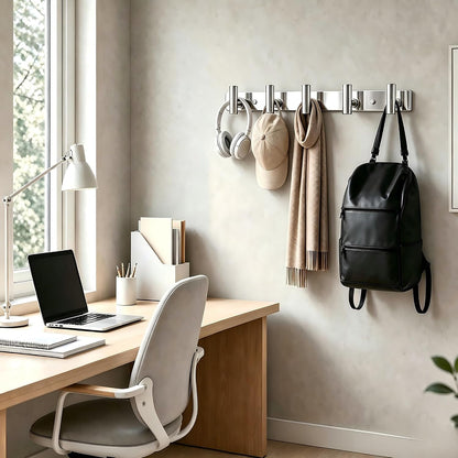 Wall Mounted Coat Rack-3 Hooks, Heavy Duty Stainless Steel Wall Hooks for Towel Coat Bag, Hat Rack Coat Hanger Coat Hooks Towel Racks for Bathroom Entryway Kitchen Office (Silver, 1 Pack)