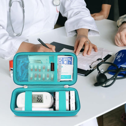 Canboc Diabetic Supplies Case, Carrying Organizer for Glucose Meter, Lancing Device, Blood Sugar Test Strips, Lancets, Insulin Pens, Alcohol Wipe and Other Diabetes Care Accessories, Rose Gold